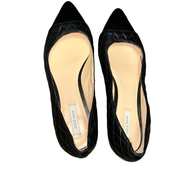 Cole haan black pointy toe leather ballet flats size 7.5M - Picture 2 of 5